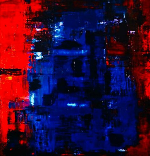XXI- Reflection Red on Blue-no6/ 2019 di Catherine Timotei, Pittura in vendita su Singulart
