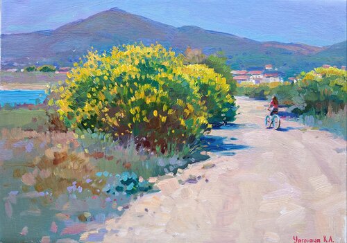 Sunny day on the beach by Ksenia Yarovaya (2019) : Painting