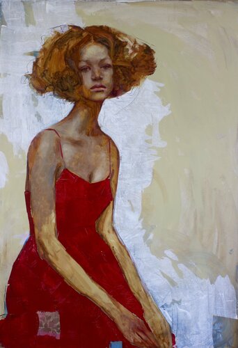 Woman in Red van Rosso Emerald Crimson, Schilderij te koop op Singulart
