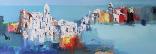 Fishing village di Plamen Bibeschkov, Pittura in vendita su Singulart