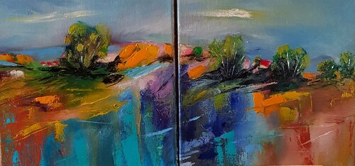 Les maisons rouges von Beatrice Van Ez-Le Perru, Malerei kaufen auf Singulart