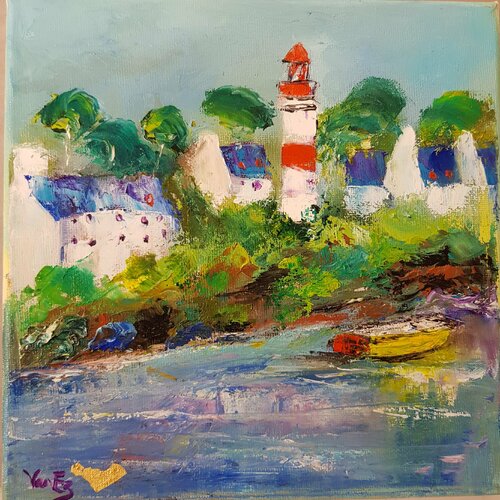 Le petit port de Doëlan van Beatrice Van Ez-Le Perru, Schilderij te koop op Singulart