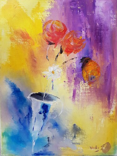 Vase Bleu von Beatrice Van Ez-Le Perru, Malerei kaufen auf Singulart