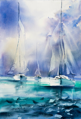 Sailing VIII van Yuriy Kraft, Werk op papier te koop op Singulart
