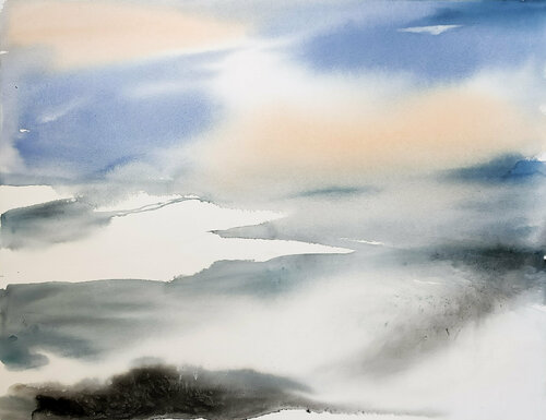 ***Ethereal landscape*** de Yuriy Kraft, Obra en papel a la venta en Singulart