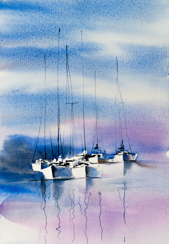 ***Sailing XIII*** par Yuriy Kraft, Œuvre sur papier en vente sur Singulart