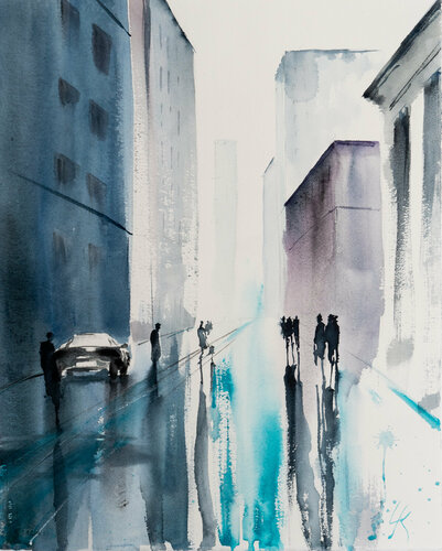 ***Abstract Streetscape XIII*** by Yuriy Kraft, 종이 for Sale on Singulart