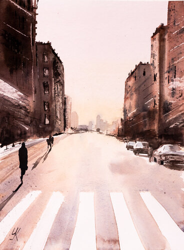 ***City Road*** par Yuriy Kraft, Œuvre sur papier en vente sur Singulart