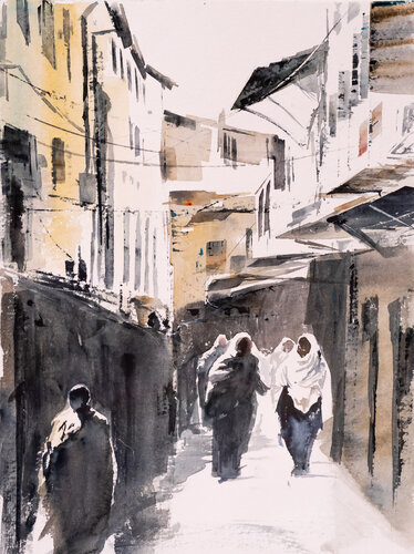 ***ON THE WAY TO THE MARKET*** van Yuriy Kraft, Werk op papier te koop op Singulart