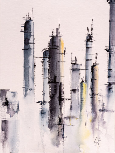 ***Industrial Landscape II*** par Yuriy Kraft, Œuvre sur papier en vente sur Singulart