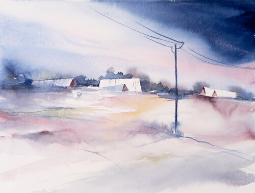 ***Cottage Landscape*** di Yuriy Kraft, Opera su carta in vendita su Singulart