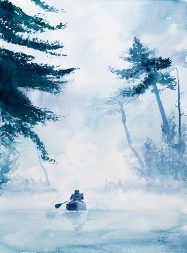 ***Lake in the morning*** di Yuriy Kraft, Opera su carta in vendita su Singulart