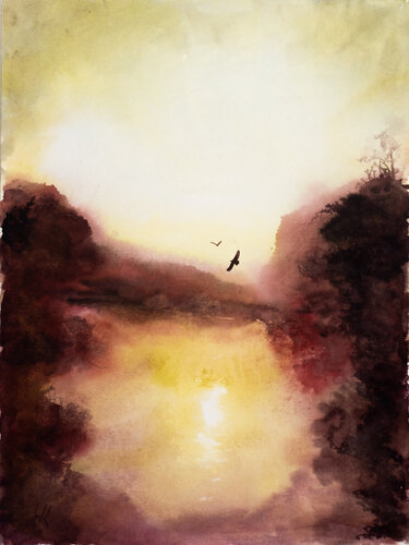 ***Over the Lake*** di Yuriy Kraft, Opera su carta in vendita su Singulart