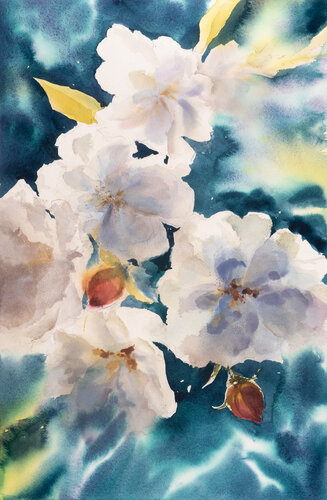 ***White in Blue*** by Yuriy Kraft, Work on Paper for Sale on Singulart