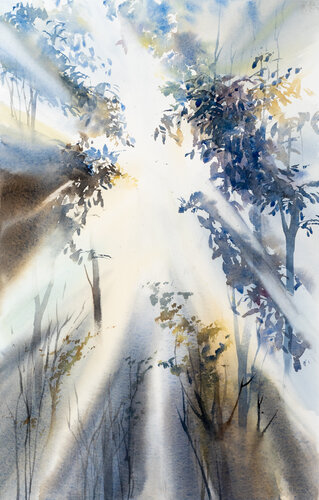 ***Forest Light IV*** van Yuriy Kraft, Werk op papier te koop op Singulart