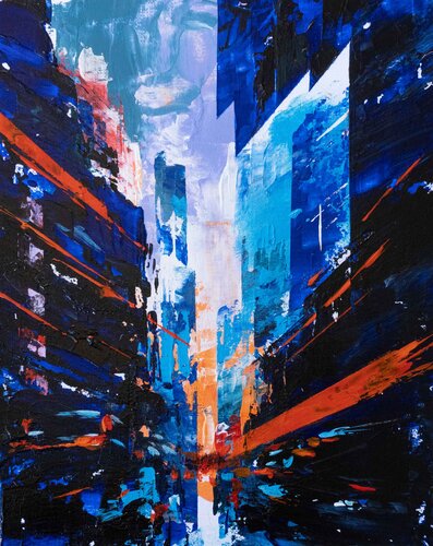 "City Life in Motion" van Yuriy Kraft, Schilderij te koop op Singulart