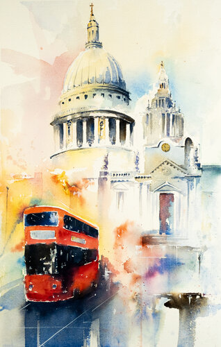 "St. Paul's Cathedral in Watercolor Splendor" von Yuriy Kraft, Malerei kaufen auf Singulart
