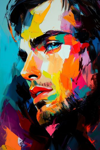 "The Colors of Strength: A Bold Male Portrait" von Yuriy Kraft, Druck kaufen auf Singulart