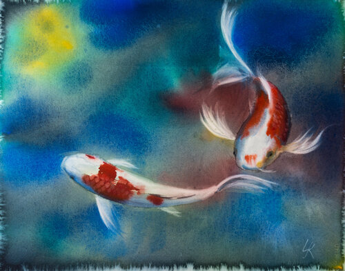Koi fish III by Yuriy Kraft, Work on Paper for Sale on Singulart