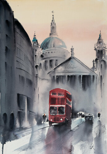 London's Bus von Yuriy Kraft, Werk auf Papier kaufen auf Singulart