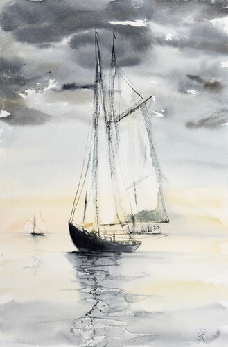 Sailing III par Yuriy Kraft, Œuvre sur papier en vente sur Singulart
