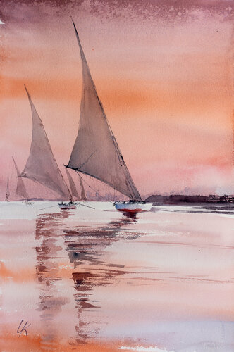 Sailing, Egypt par Yuriy Kraft, Œuvre sur papier en vente sur Singulart