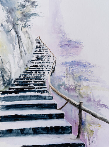 Stairway par Yuriy Kraft, Œuvre sur papier en vente sur Singulart