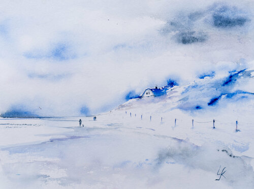 Winter House par Yuriy Kraft, Œuvre sur papier en vente sur Singulart