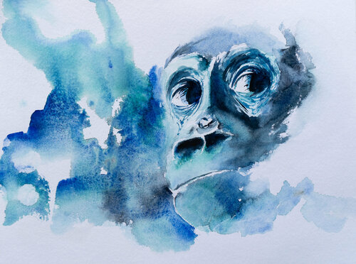 Chimpanzees eyes II by Yuriy Kraft, Work on Paper for Sale on Singulart