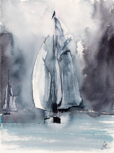 ***Sailing XVIII*** par Yuriy Kraft, Œuvre sur papier en vente sur Singulart