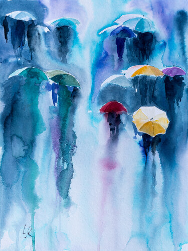 Raining Street di Yuriy Kraft, Opera su carta in vendita su Singulart