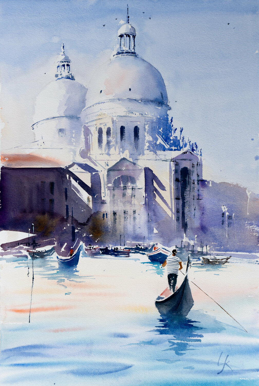 Italy, Venice, Santa Maria della Salute Yuriy Kraft Werk auf Papier zu verkaufen