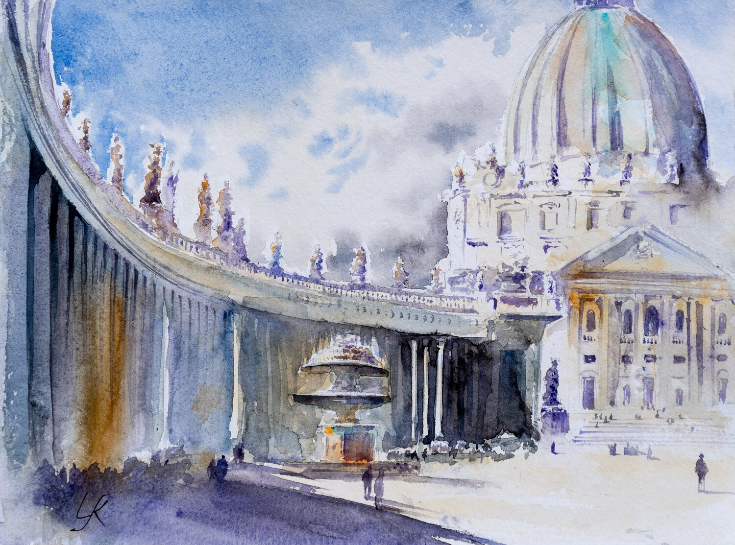 Rom III, Vatikan, Piazza San Pietro Yuriy Kraft Werk auf Papier zu verkaufen