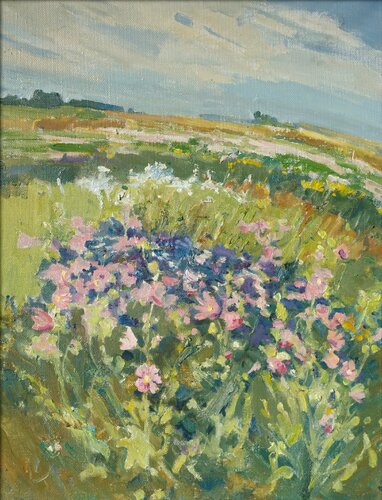 Flowers. The Blossoming Meadow par Victor Onyshchenko, Peinture en vente sur Singulart