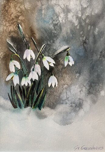 Snowdrops by Svetlana Grecova, Painting for Sale on Singulart