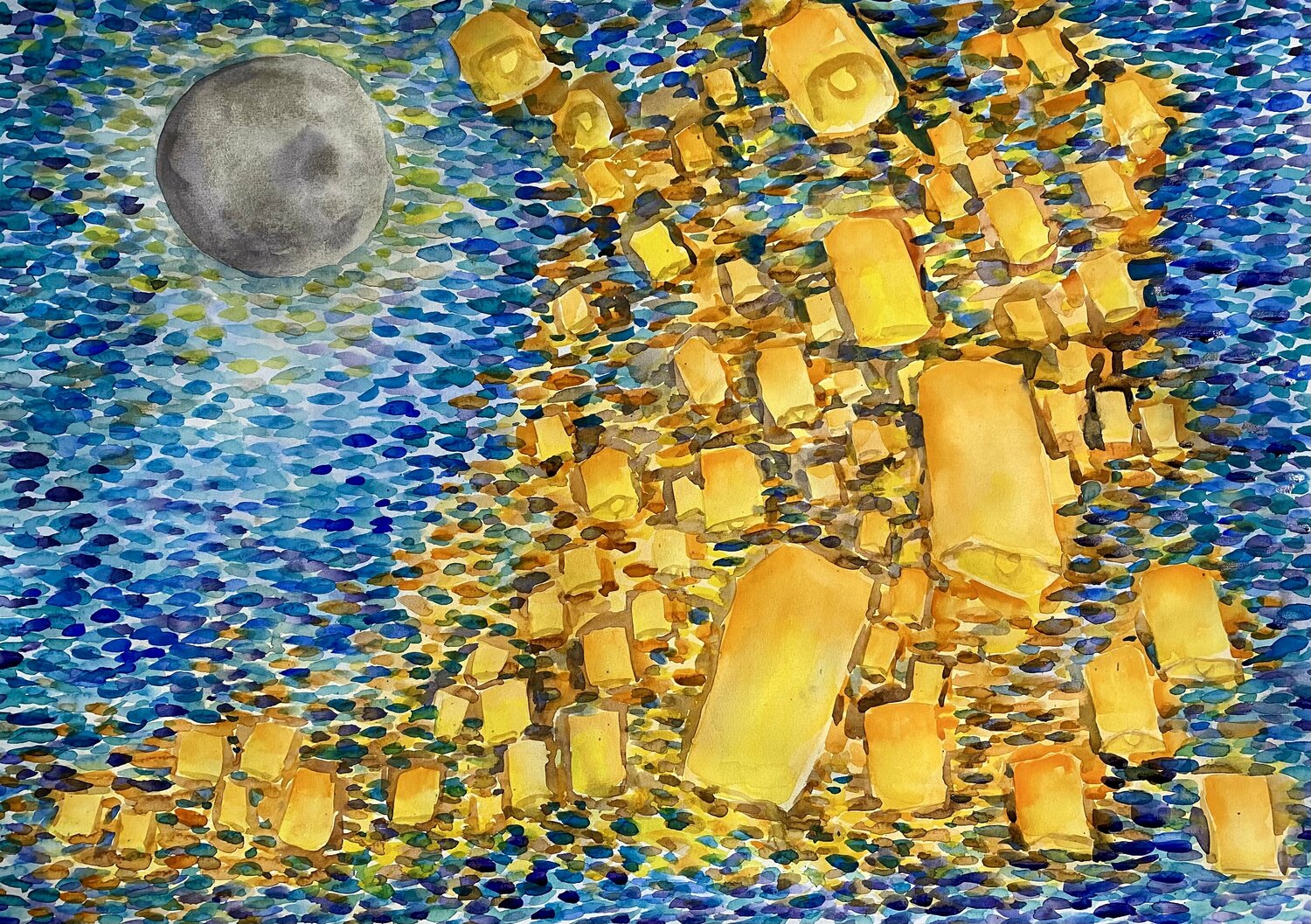 Sky Lantern by Svetlana Grecova (2022) Work on Paper Watercolor on