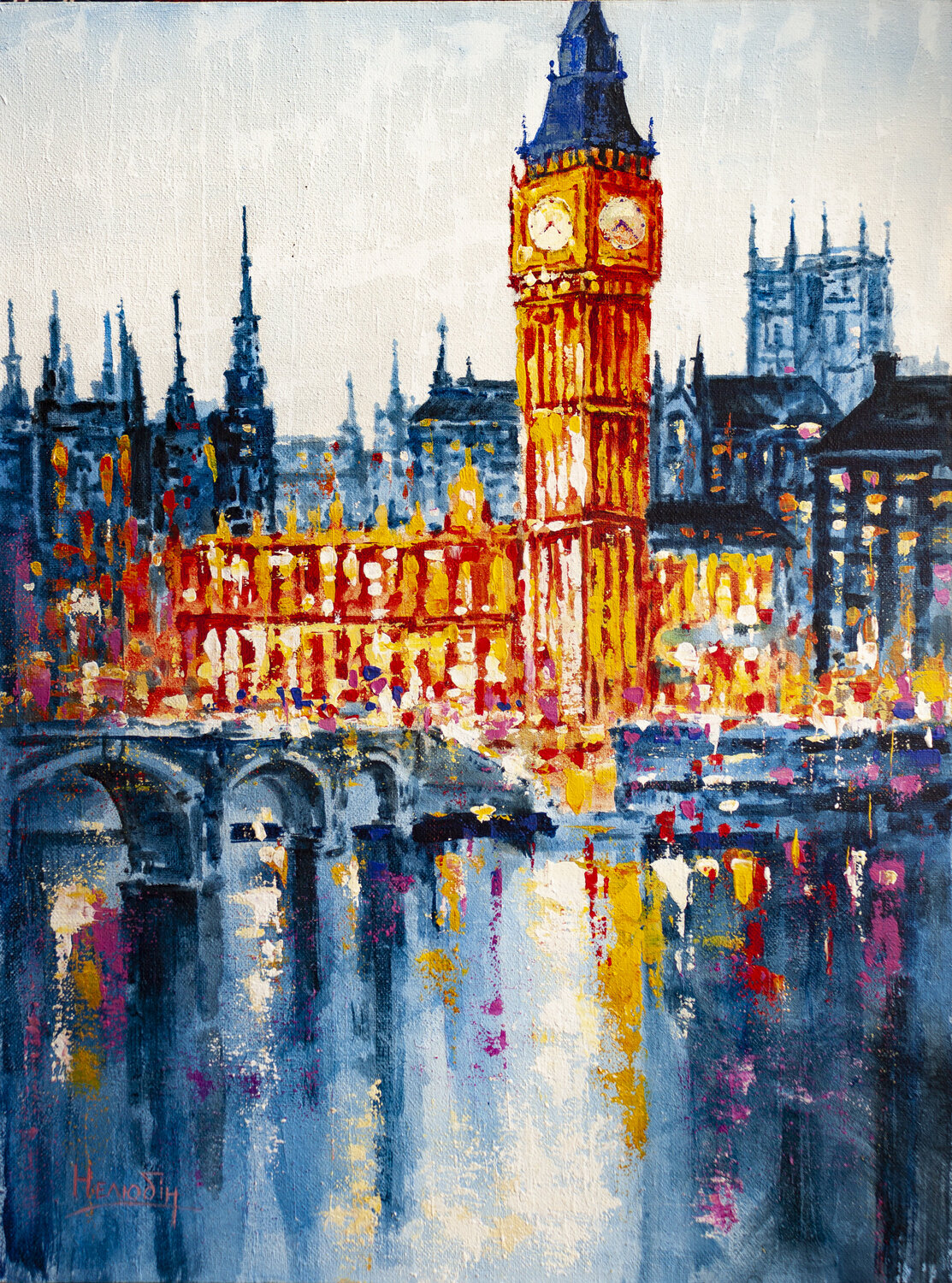 Evening London by Aleksandr Neliubin (2022) Painting Acrylic, Lacquer