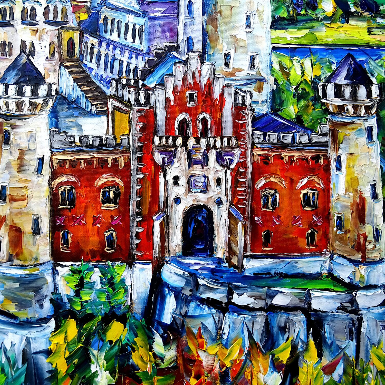 Schloss Neuschwanstein by Mirek Kuzniar (2024) Painting Oil on Canvas