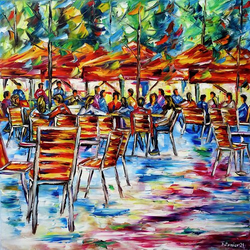 Café im Jardin des Tuileries van Mirek Kuzniar, Schilderij te koop op Singulart