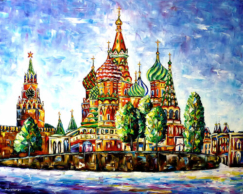 Moskaus roter Juwel (Basilius-Kathedrale) van Mirek Kuzniar, Schilderij te koop op Singulart