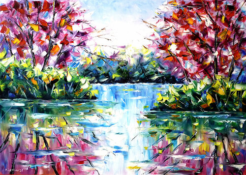 Herbstlicher See van Mirek Kuzniar, Schilderij te koop op Singulart