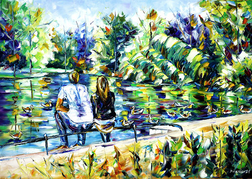 Am Parkteich di Mirek Kuzniar, Pittura in vendita su Singulart
