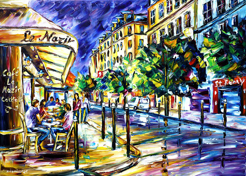 Nachts auf dem Montmartre van Mirek Kuzniar, Schilderij te koop op Singulart