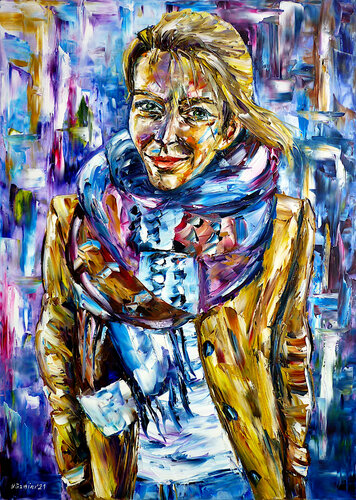 Die Frau im Mantel (Stephanie Baczyk) van Mirek Kuzniar, Schilderij te koop op Singulart