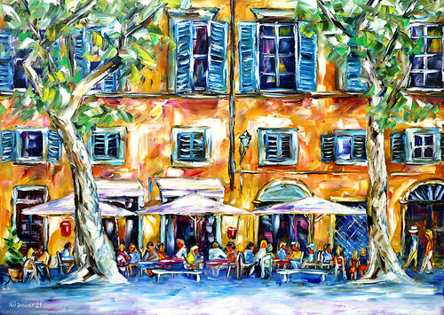 Lucca, Piazza Napoleone van Mirek Kuzniar, Schilderij te koop op Singulart