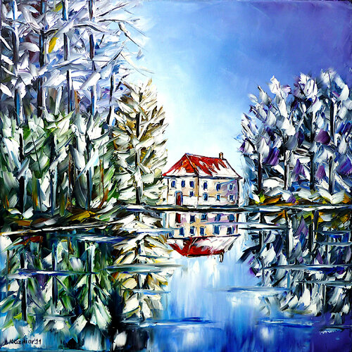 Das Haus am See van Mirek Kuzniar, Schilderij te koop op Singulart