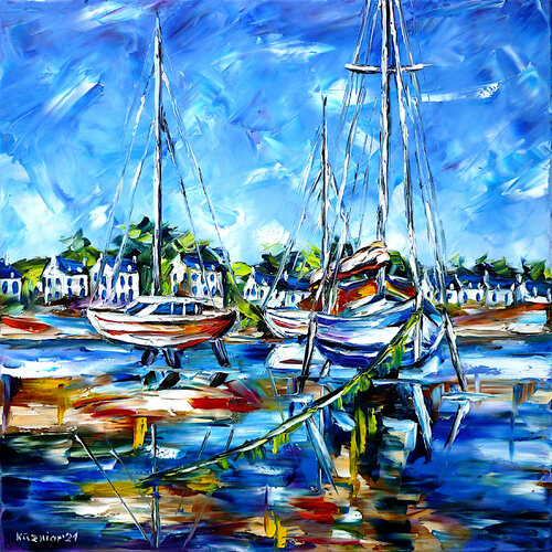 Die Boote der Bretagne de Mirek Kuzniar, Pintura a la venta en Singulart
