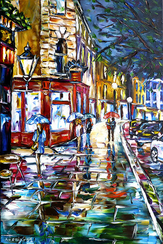 London, Nachtregen par Mirek Kuzniar, Peinture en vente sur Singulart