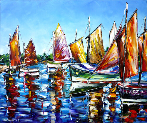 Boote im Hafen der Bretagne de Mirek Kuzniar, Pintura a la venta en Singulart
