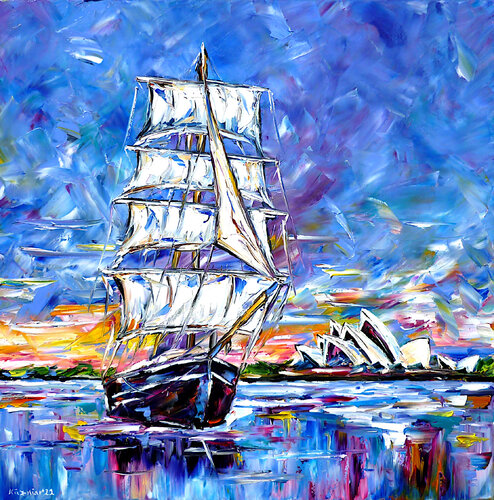 Das Schiff vor Sydney par Mirek Kuzniar, Peinture en vente sur Singulart